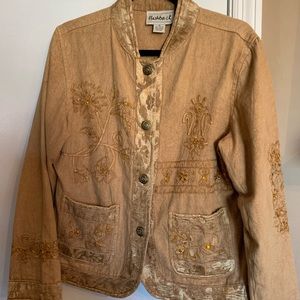 Flashback Gold Boho Jacket Size Medium Embroidered with sequins and beads